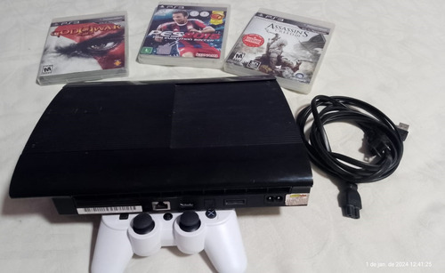 Video Game Console Ps3 Playstation Com 3 Jogos- Usado