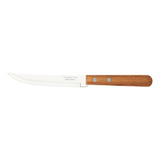 Cuchillo Tramontina Dynamic De Acero Inoxidable Y Borde Liso Para Barbacoa, 5 Colores, Madera Natural