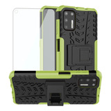 Funda Para Moto G9 Plus C/ Protector De Pantalla.negro/verde