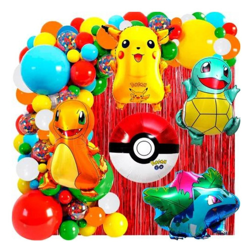 Decoración Arco De Globos Temática Personajes Pokemon