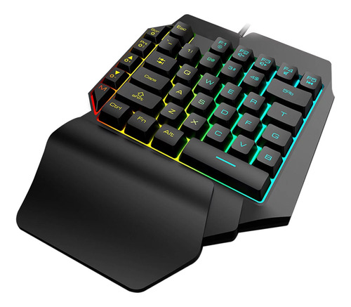 Teclado Gamer Rgb Luz Iluminado Led Usb Alambrico Una Mano