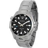 Relógio Bulova Masculino Marine Star 96b382 Aço Analogico Cor Da Correia Prateado Cor Do Bisel Prateado Cor Do Fundo Preto