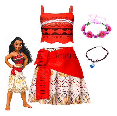 Disfraz Princesa Moana Disfraces Niña Vestido Moana Headband Necklace Festa Cosplay Halloween Navidad Año Nuevo Día Del Niño