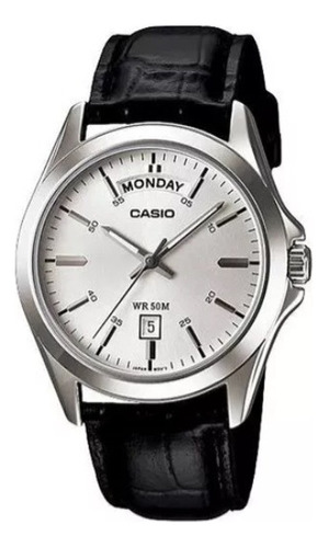 Reloj Casio Hombre Mtp-1370l-7a Malla De Cuero Wr50