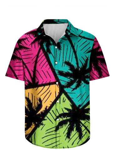 Camisa Hawaiana De Manga Corta Creativa Con Estampado 3d Par