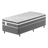 Cama Box Colchão Solteiro Molas Ensacadas Up 88cm Cinza Cor Cinza/branco