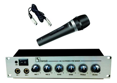 Mixer Automotivo-kit Ac12 + Microfone Com Eco E Tonalidade.