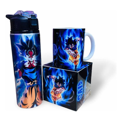 Cilindro Para Agua + Taza Goku Dragón Ball Azul Color Azul Marino | Envío gratis