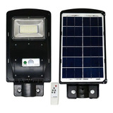 Luminária Solar Poste 50w Luz Branca 4500lm C/ Controle Ip65 Cor Preto 110v/220v