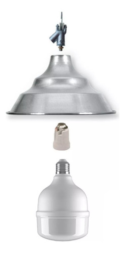 Kit X5 Pantalla Galponera Aluminio 35cm+lampara Led 50w E27