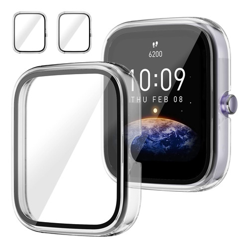 Funda Y Protector De Pantalla X 2 Para Amazfit Bip 3 Transp