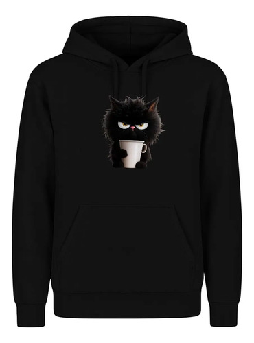 Sudadera Gato Enojado Con Café Broma Divertida Unisex