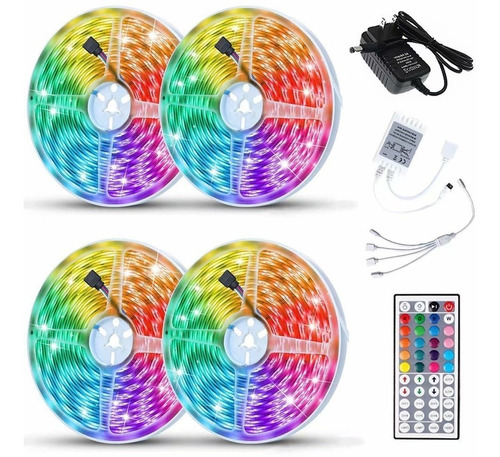 20m Fita Led Colorida 2835 Rgb Fonte 12v Controle Remoto