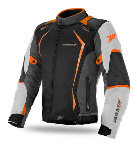 Chaqueta Para Moto Seventy Sd-jr47 Hombre Gris / Naranja