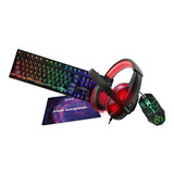 Paquete Teclado Mouse Audífono Y Pad Gamer T2go Game-x Kit Color Del Teclado Negro