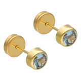 Aros Abridores Oro Lili 18kts Tubo Con Cubic 5mm Li-125