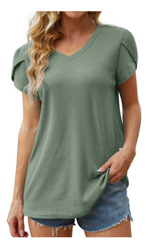 Blusa Tipo Túnica Holgada De Manga Corta Con Cuello En V