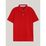 Polo Solid Con Logo Rojo Tommy Hilfiger
