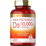 Vitamina D3 Softgels Natural 10,000iu 400 Tabletas Eg D9