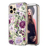 Funda Icedio Para iPhone 12/12 Pro Purple Flowers