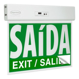 10 Placas Sinalização Saída Slim Verde Com Adesivo 24x18 Cm