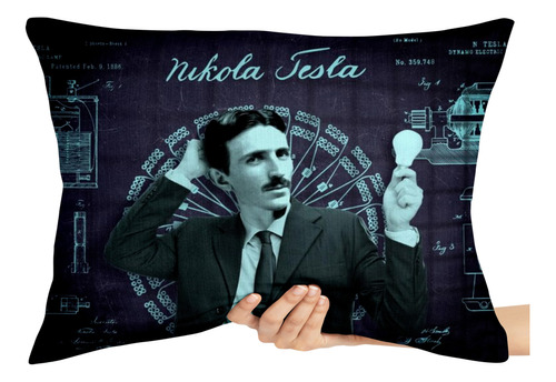 Almofada Gigante 50x70 Nikola Tesla Lâmpada Engenheiro