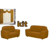 Conjunto Capa Sofa 2e3 Lugar+1cortina Paris 2mx1,70 Malha