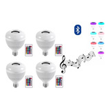 Kit 4 Lâmpada Led Musica Rgb Colorido Bluetooth Caixa De Som Com Controle Remoto Atacado