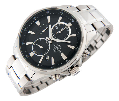 Reloj Montreal Hombre Ml1004 Crono 100%acero Mecanismo Seiko