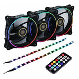 Ventilador Ds Wire Rainbow 3pcs Rgb Fans And 2pcs Led Strip,