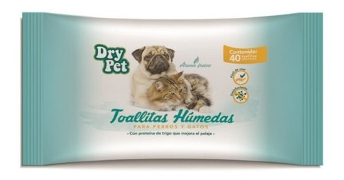 Toallitas Limpiadoras Desinfectan Perro Gato 40 Pzas Dry Pet Color Blanco