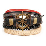 Pulsera Cuero Y Cuerdas Estilo Marinero Regalo Amor Amistad