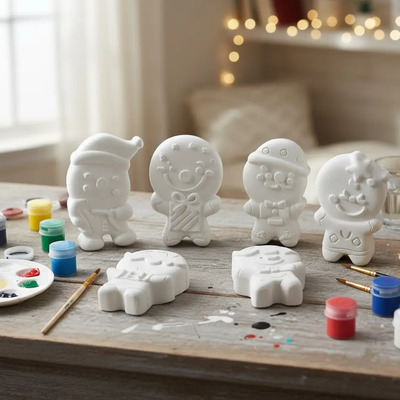 KreativeKraft Kit De Adornos Navideños | 10 Figuras De Yeso Para Pintar Manualidades Infantiles De Navidad