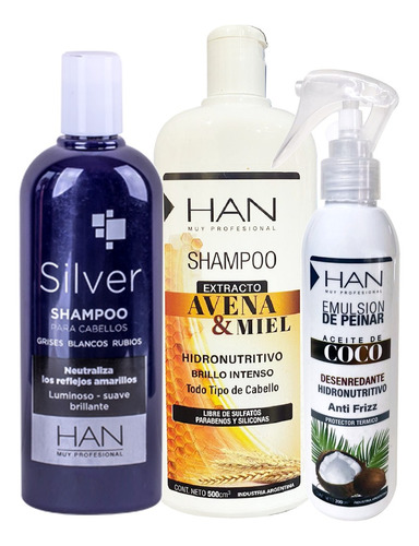 Combo X2 Shampoo Silver - Avena + Desenredante Han