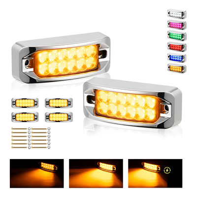 6 Plafones 12 Led Lateral Rectangular Fija Estrobo 12-24v | MercadoLibre