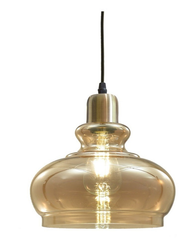 Colgante Vintage Vidrio Bronce Dorado Moderno Apto Led Mks