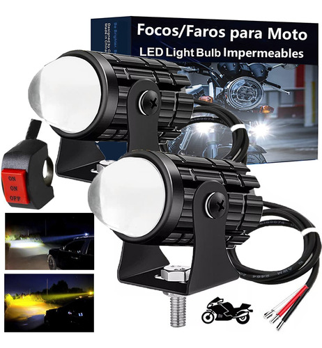 2 Faros Antiniebla Luz Spot Doble Color Para Auto Moto