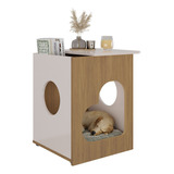 Mesa Auxiliar Para Mascota 60x52cm En Mdp Roble Con Blanco