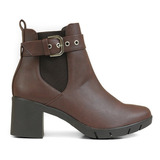 Botin Dama Lady Paulina Tacon Cuadrado Bajo Cafe Null 24808