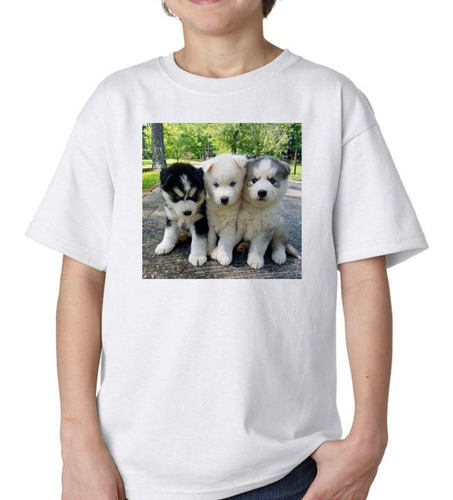 Remera De Niño Husky Siberiano Cachorros