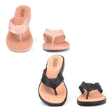 Kit 2 Chinelo De Dedo Feminina Rasteira Salto Borracha 3cm 