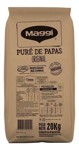 Puré De Papas Maggi X 20 Kg, Nestlé, Receta Casera Cremosa