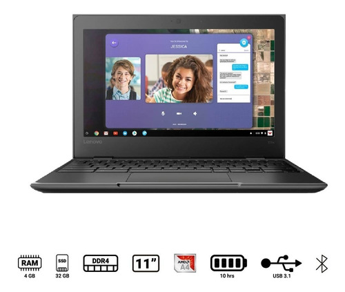 Laptop Lenovo 100e Chromebook A4-9120c 4gb 32gb 11.6 Nuevo
