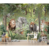 Vinilos Murales Empapelados Infantil Selva Monos Lianas