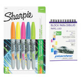 Kit 5 Marcadores Sharpie Colores Neon Brilla Luz Uv Block A5