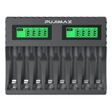 Carregador De Pilhas Aaa Aa 8 Slots Pujimax Tela Lcd Com %