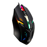 Mouse Gamer Rgb Ergonomico Com Fio Usb 2.0 Computador Jogos Cor Preto