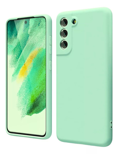 Carcasa Silicona Slim Aterciopelada Para Samsung S21 Fe Color Menta Liso