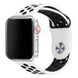 Pulseira Com Furos Compatível Com Apple Watch E Iwo Cor Branco E Preto