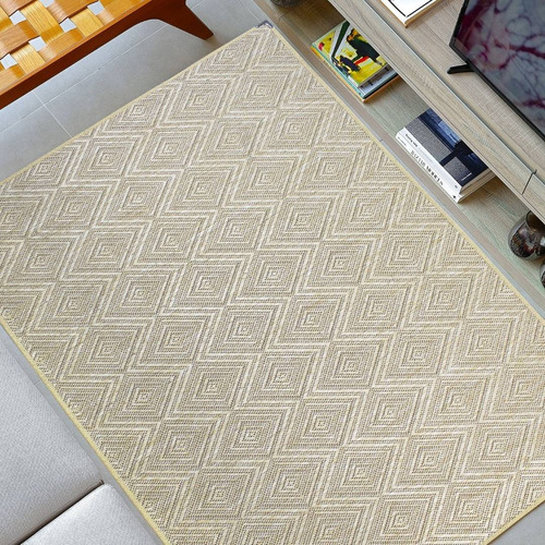 Tapete Sisal Geometrico Bege E Creme 1,50 X 2,00 Metros Antiderrapante - Promoção!!!!